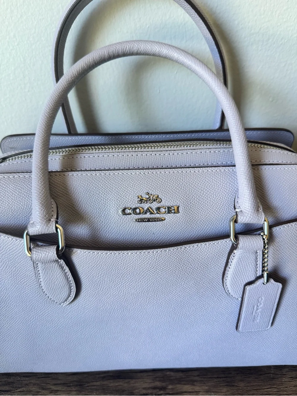 NWT-COACH Darcie Caryall Pebbled Leather Satchel Handbag in Light Lavender Purpl